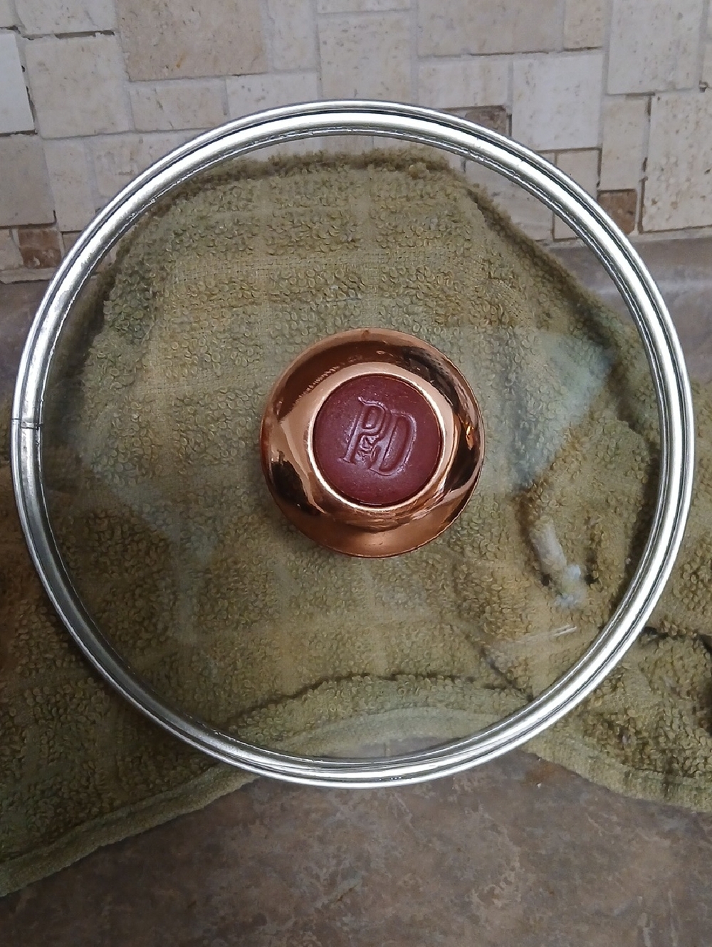 Paula Deen Replacement Lid 7" Glass Stainless Steel Colorful Knob Copper Red